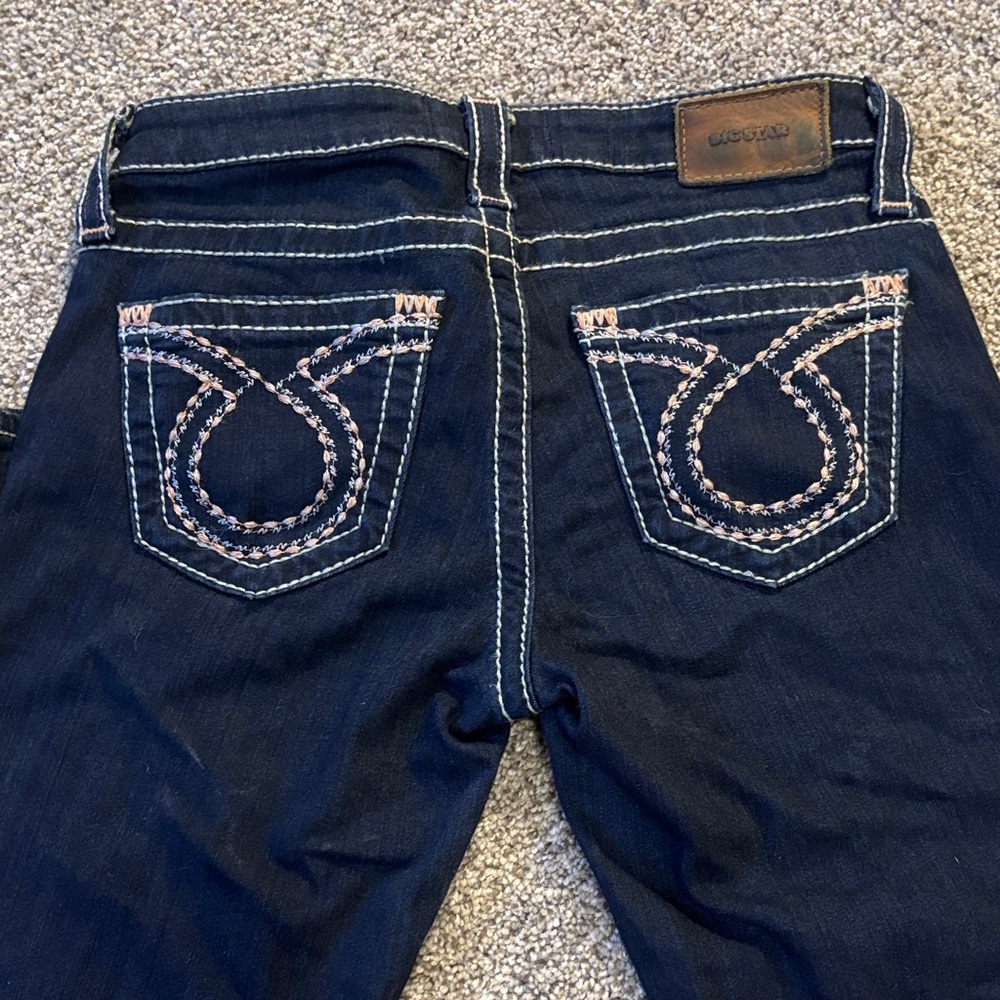 Big Star Dark Blue Skinny Jeans with Contrast Stitching